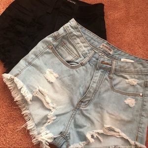 FASHION NOVA HIGH WAIST JEAN SHORTS RIPPED XS 0